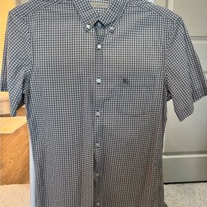 Burberry Grey and White Checkered Button Down Shirt